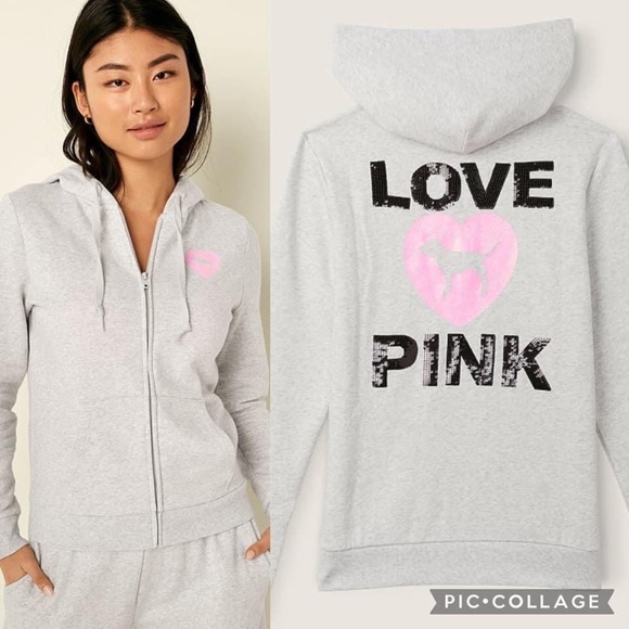 PINK Victoria's Secret Tops - Pink Fleece Zip-Up Perfect Hoodie
